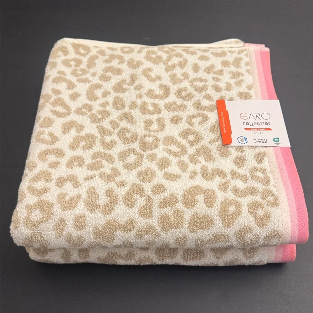 2pc CARO HOME Collection Animal Print Bath Towel Set With Contrasting Border